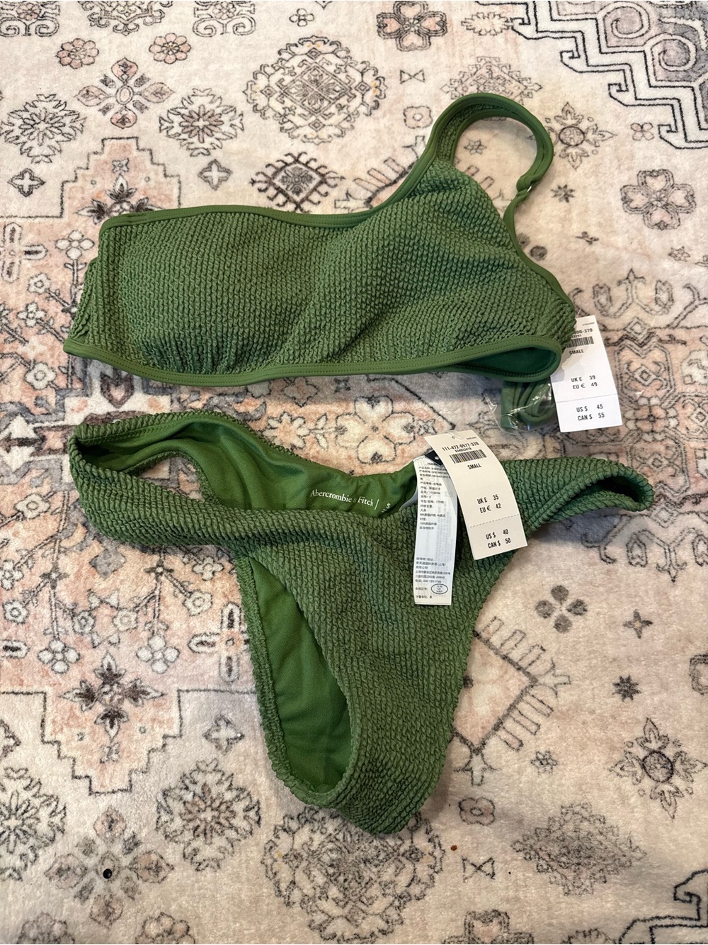 Abercrombie & Fitch Olive Green Textured Two-Piece Bikini